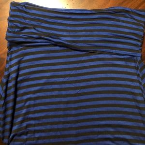 Blue and black striped maxi skirt